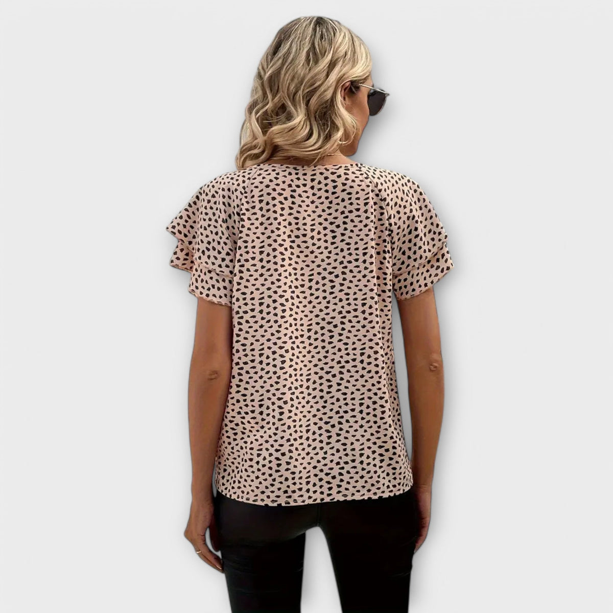 All-over Print Ruffle Blouse
