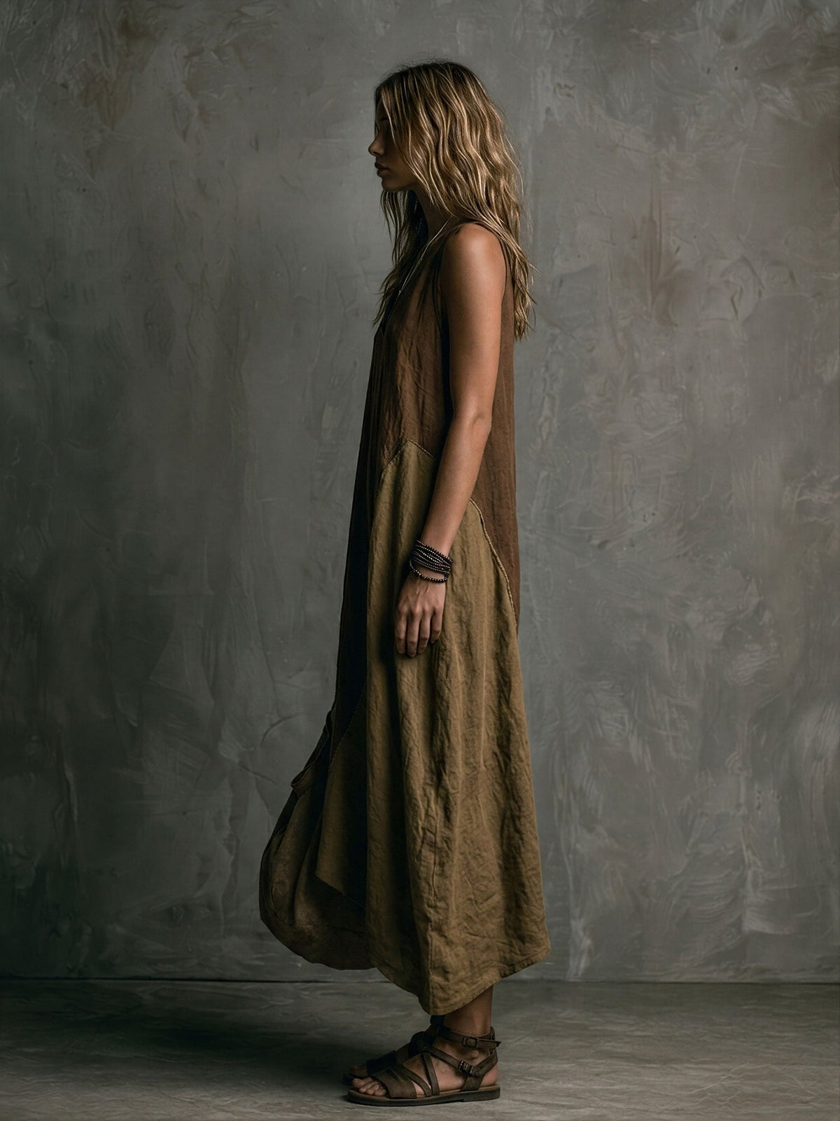 Asymmetrical Patchwork Long Dress