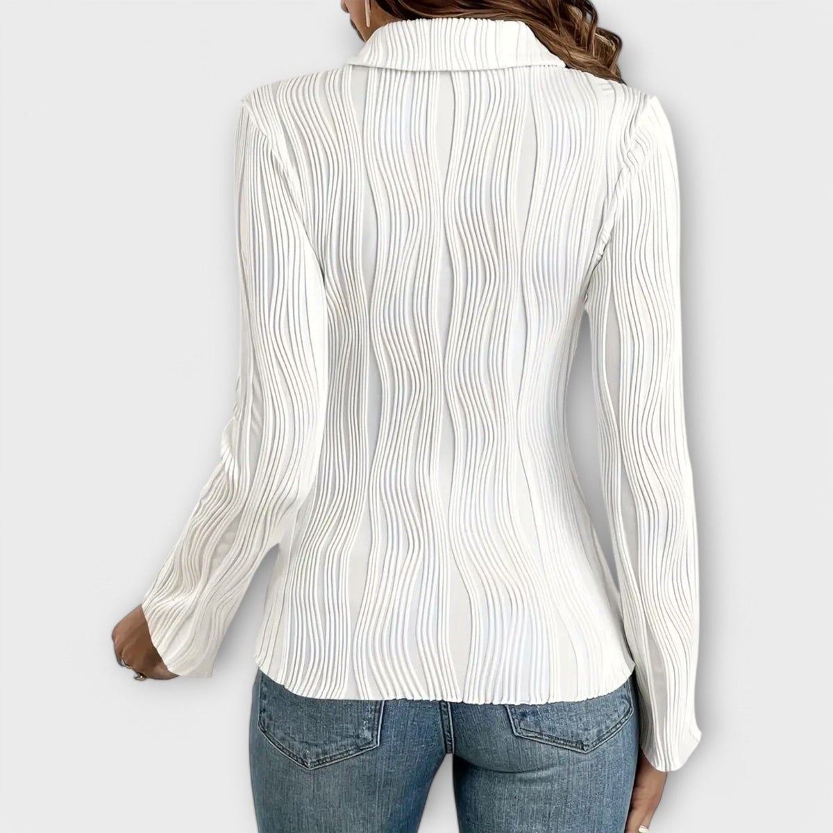 Long Sleeve Polo Blouse