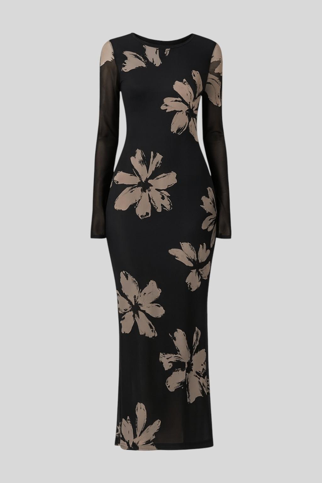 Floral Maxi Dress (Round Neck)