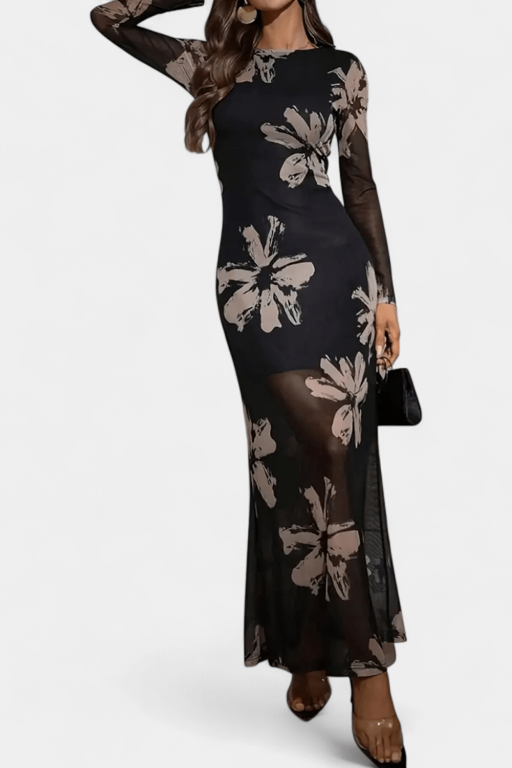 Floral Maxi Dress (Round Neck)
