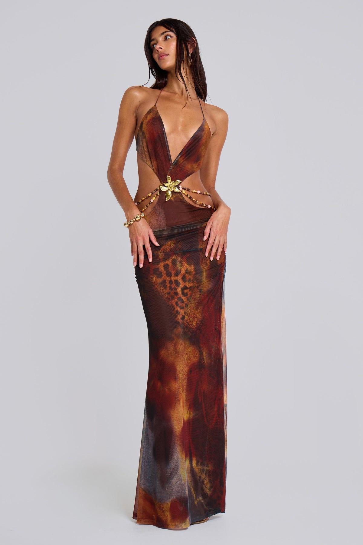 Floral Beaded Maxi Dress