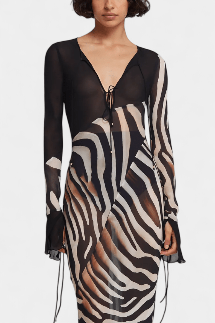 Zebra Print Drape Dress