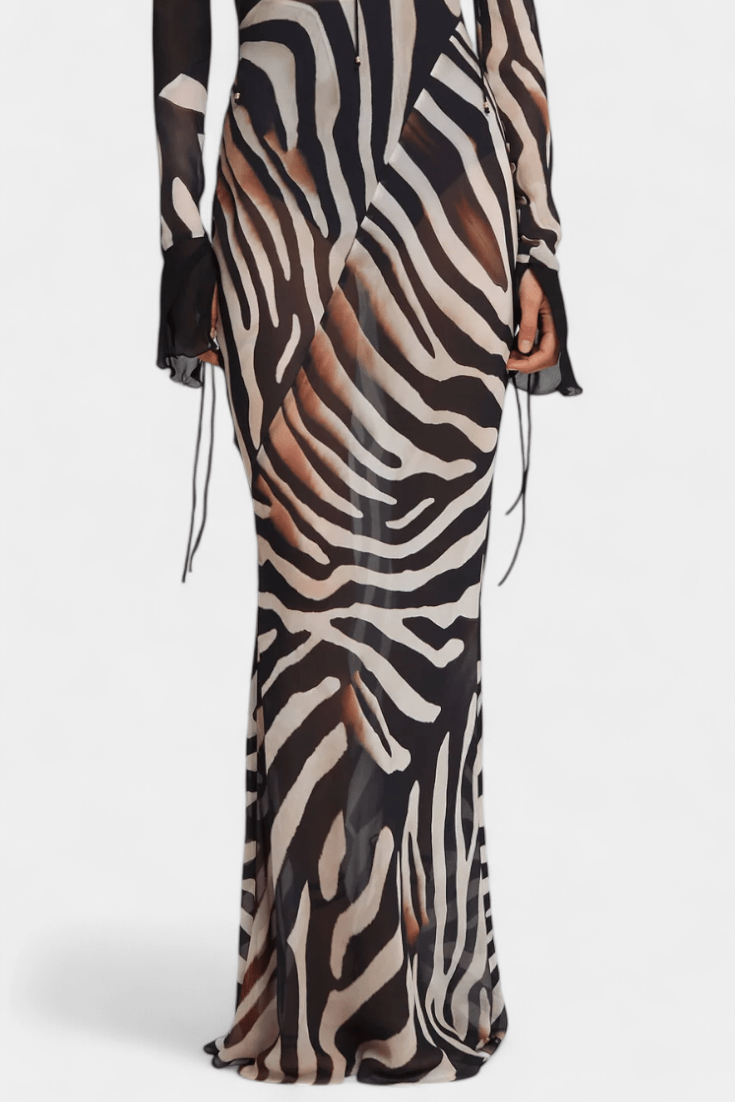 Zebra Print Drape Dress