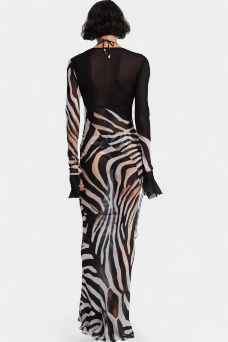 Zebra Print Drape Dress