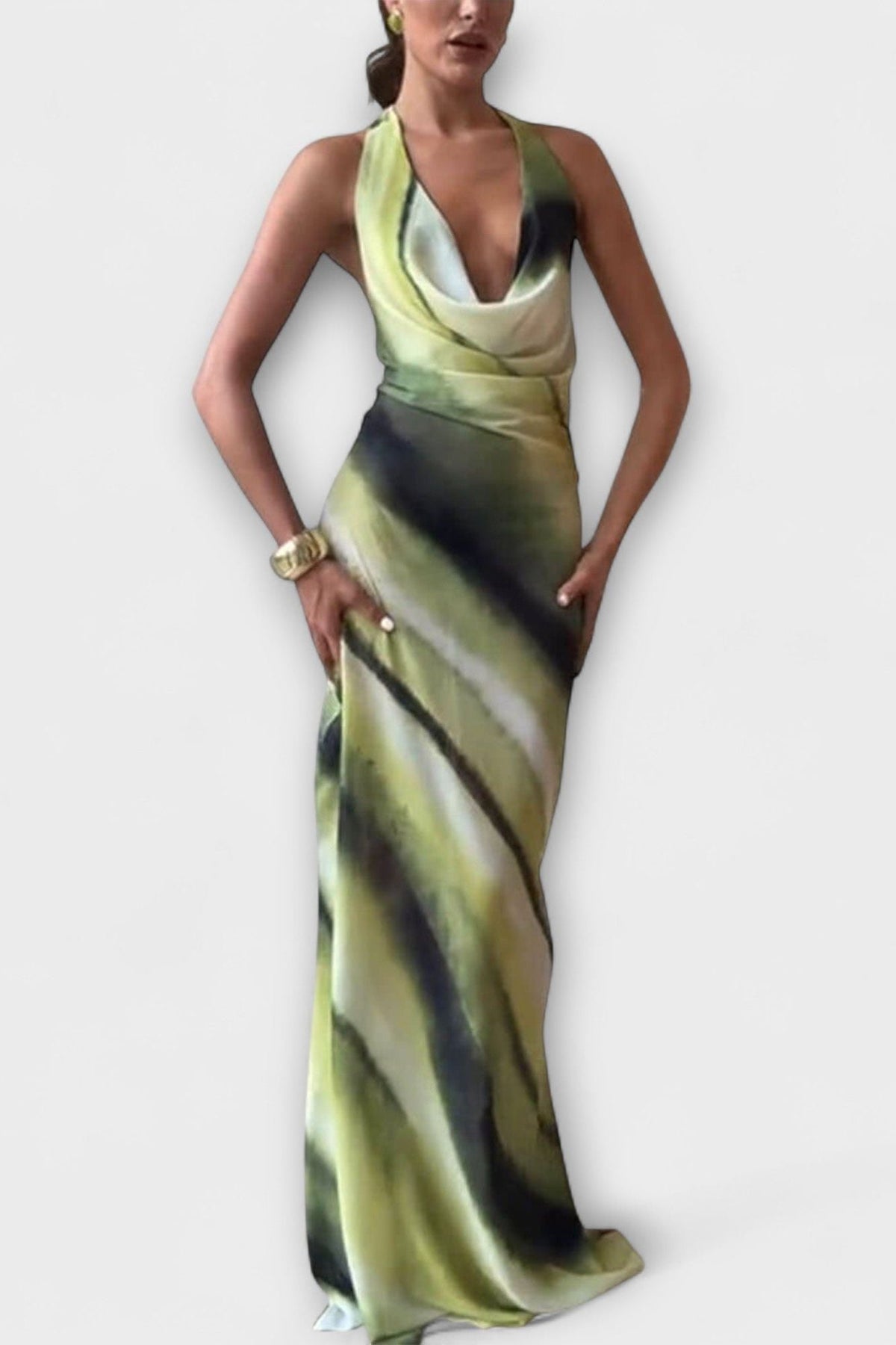 Cascade Neck Maxi Dress