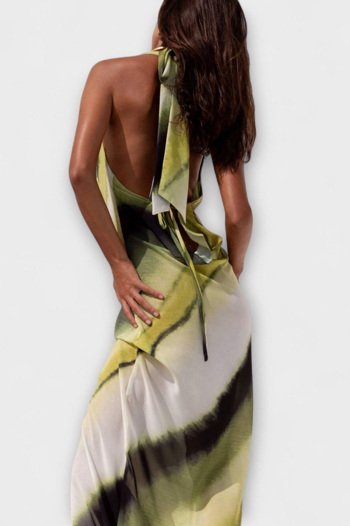 Cascade Neck Maxi Dress