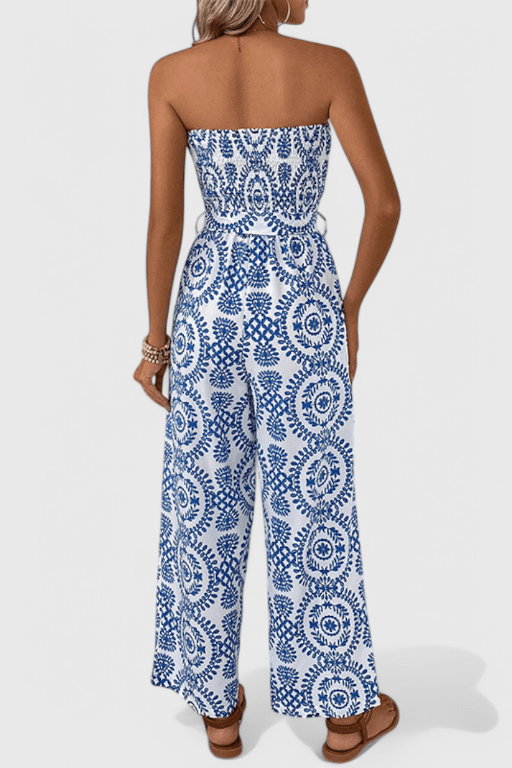 Sleeveless Wide-Leg Print Jumpsuit