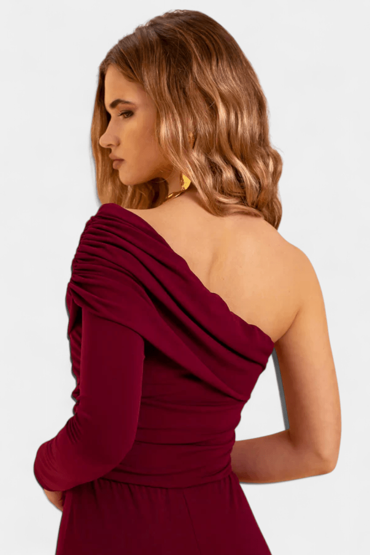 One-shoulder Drape Jumpsuit