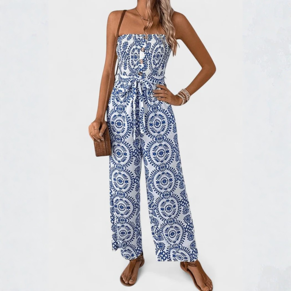 Sleeveless Wide-Leg Print Jumpsuit