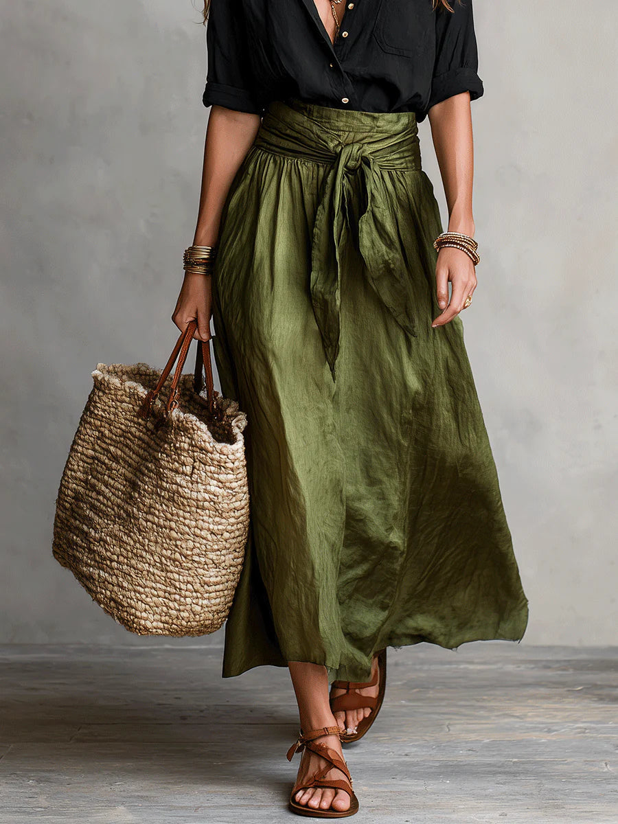 Front Button Top & Midi Skirt Set
