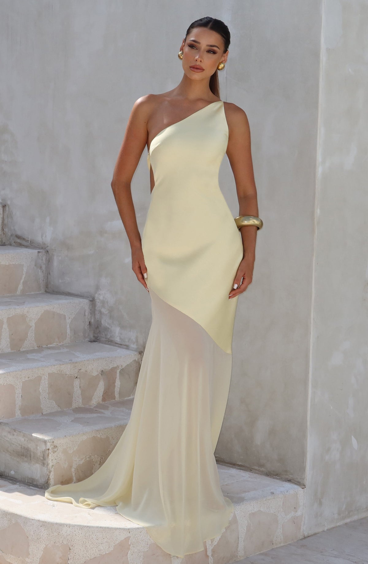 Pleated V-Neck Dress