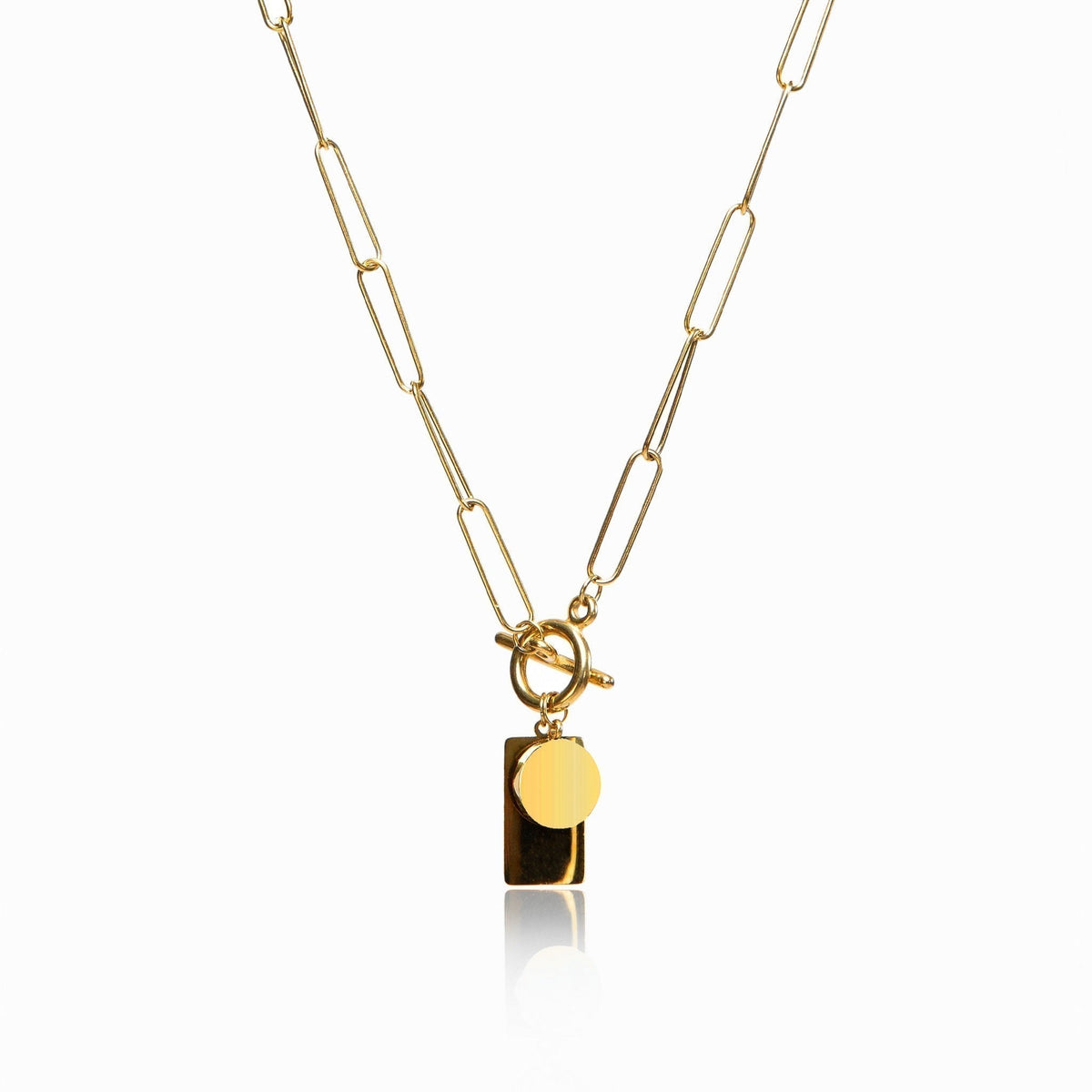 Gold Rectangle Clasp Necklace