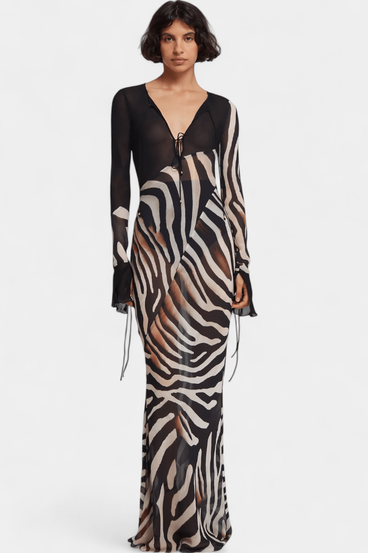 Zebra Print Drape Dress