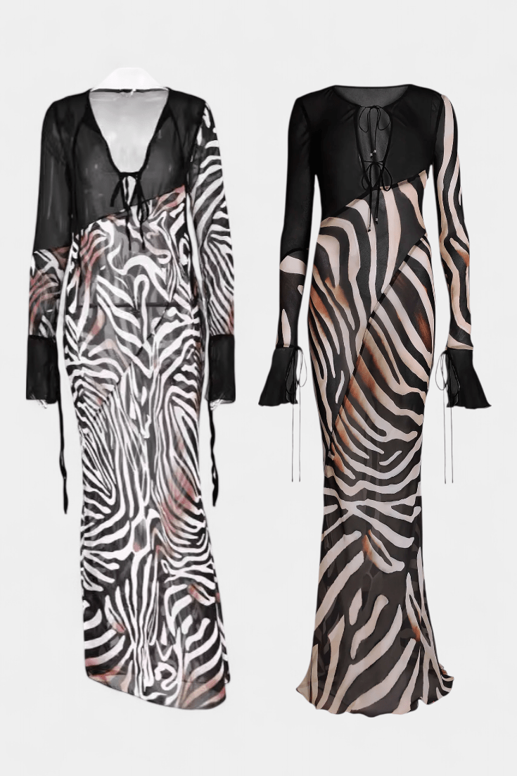 Zebra Print Drape Dress
