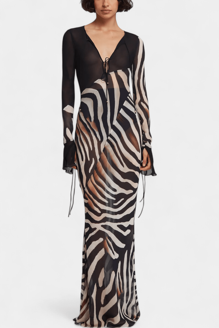 Zebra Print Drape Dress