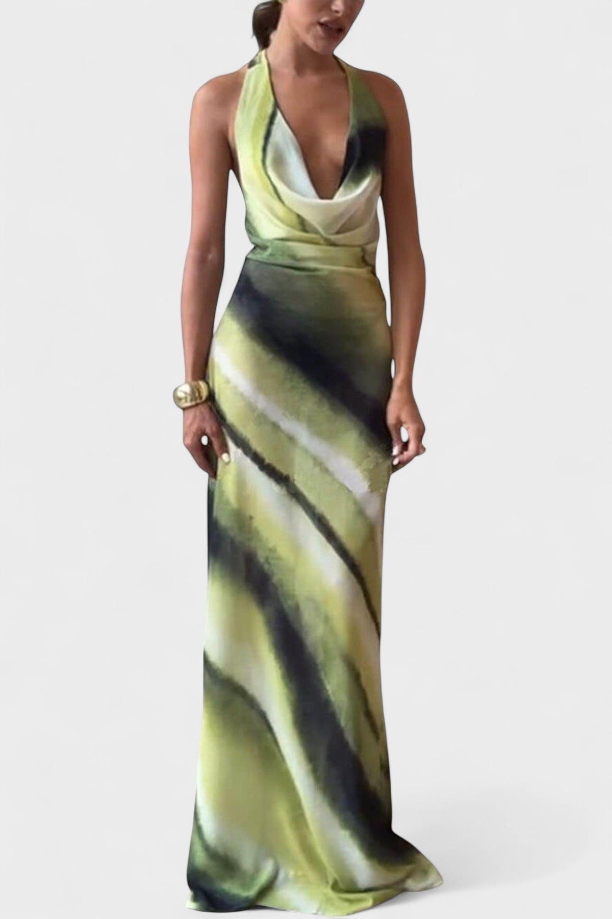 Cascade Neck Maxi Dress