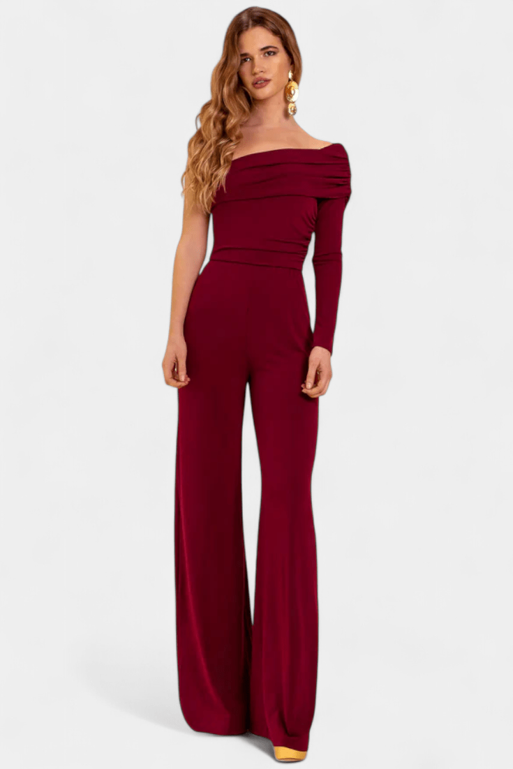 One-shoulder Drape Jumpsuit