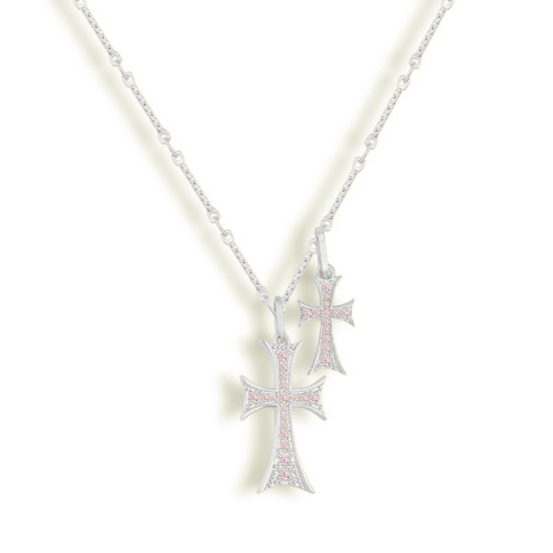 #Color_Plata con Piedras Rosas