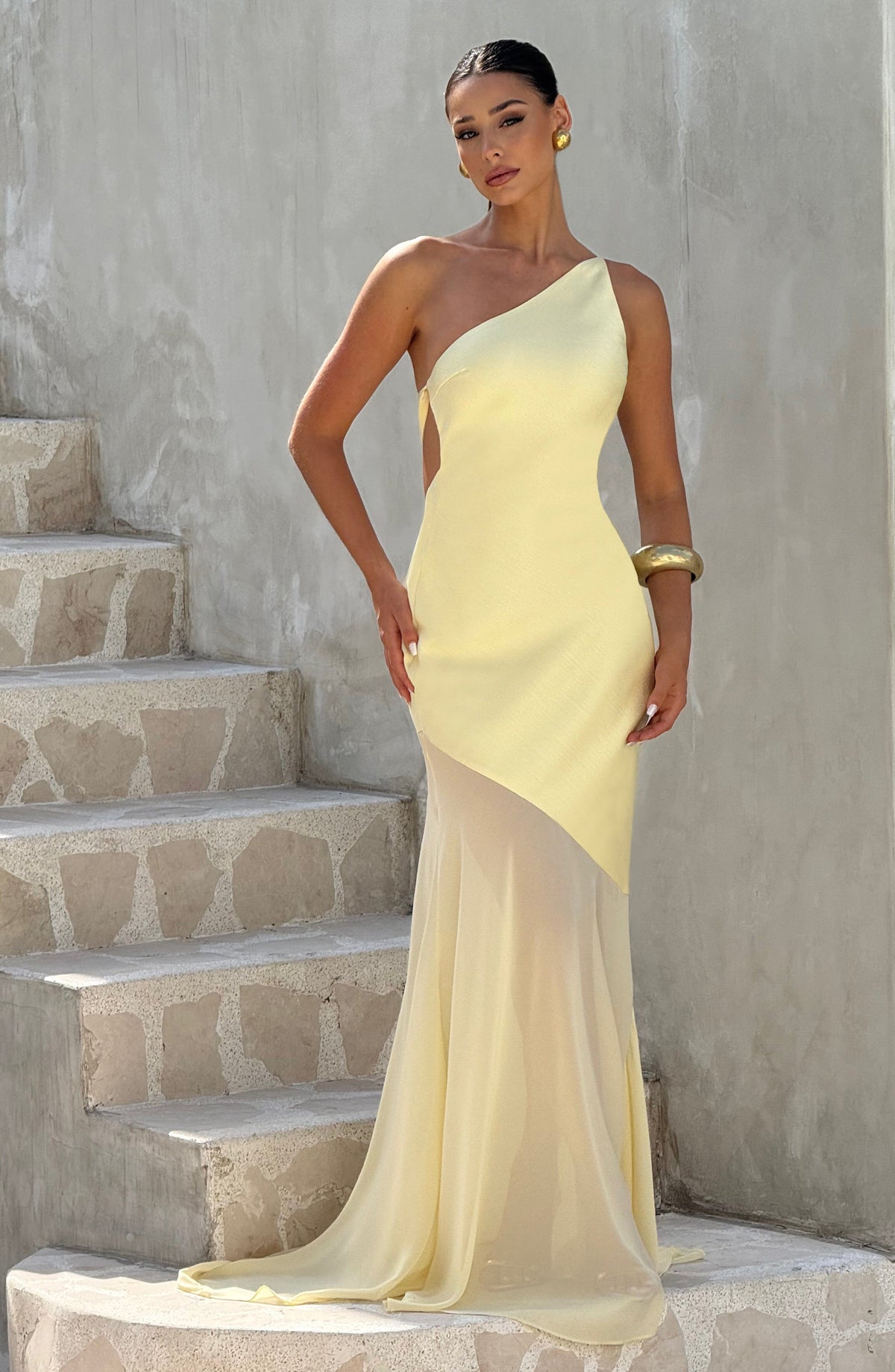 Pleated V-Neck Dress