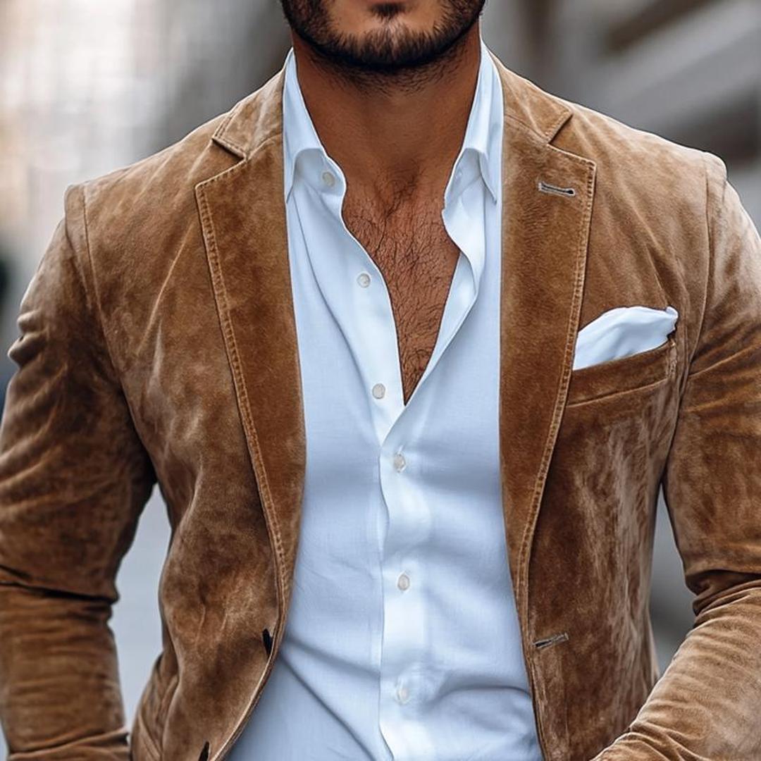 Soft Textured Two-Button Tailored Blazer